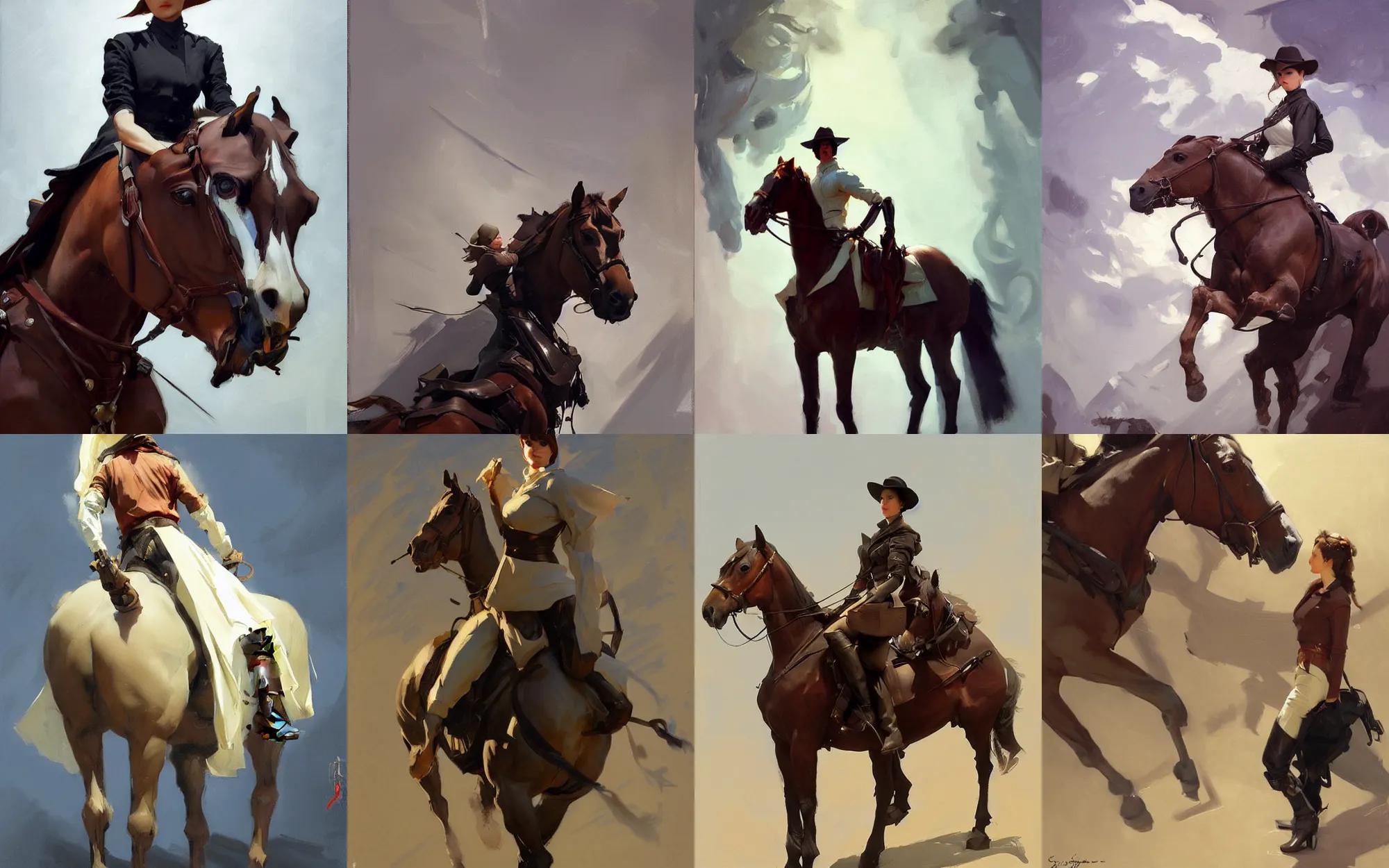 Prompt: portrait of horse rider suit russian iranian model girl winter traveler greg manchess painting by sargent and leyendecker, studio ghibli, fantasy, medium shot, asymmetrical, intricate, elegant, matte painting, illustration, hearthstone, by greg rutkowski, by greg tocchini, by james gilleard, by joe fenton