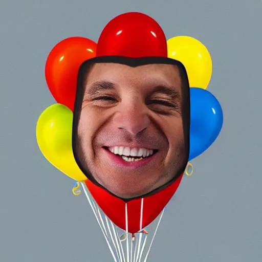 Image similar to birthday balloons with a realistic smiling face