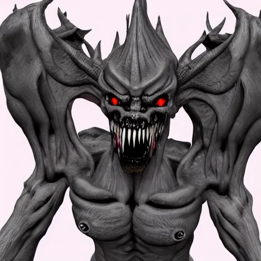 Image similar to scary demon, 3 d rendered, very detailed