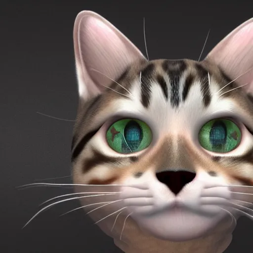 Prompt: creepy poorly 3 d rendered cat