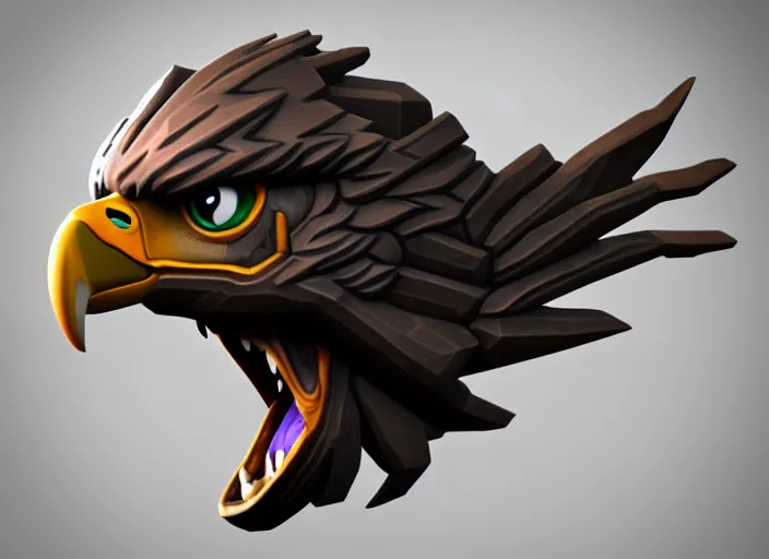 Image similar to eagle head, stylized stl, 3 d render, activision blizzard style, hearthstone style