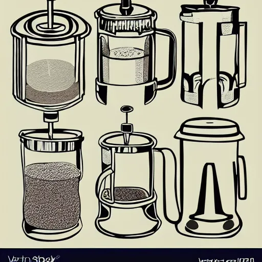 Image similar to coffee french press line art vector hand drawn alexander babich