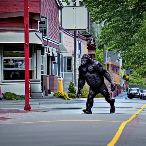 Image similar to bigfoot walking down the street in downtown Bremerton Washington