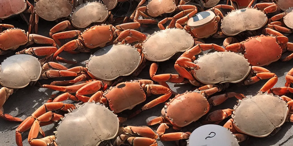 Image similar to crabs in wigs under arrest. photorealistic, high detail