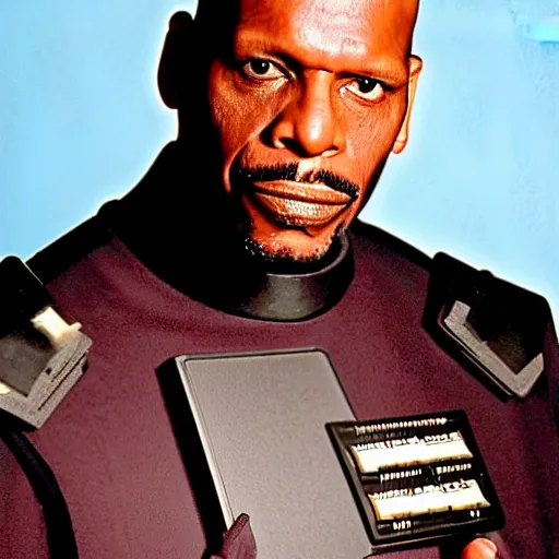 Image similar to avery brooks as commander sisko in the style of norman rockwell