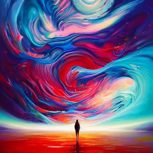 Image similar to the laws of physics break down and there only an infinite present, in which all points in time are equally real. surrealist acrylic painting by andreas rocha and alena aenami, pastel colors, featured on artstation, metaphysical, fluid acrylic pour art, airbrush art, abstract cosmic art