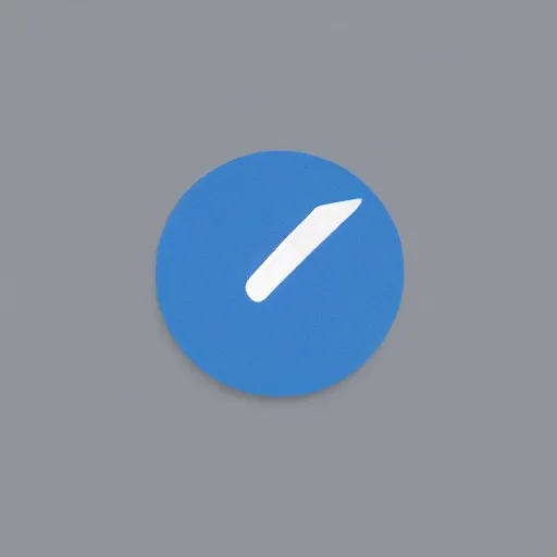 Prompt: 2D digital art of a blue circle with a gray rectangle sticking out of it on the left side on a white background resembling a tank