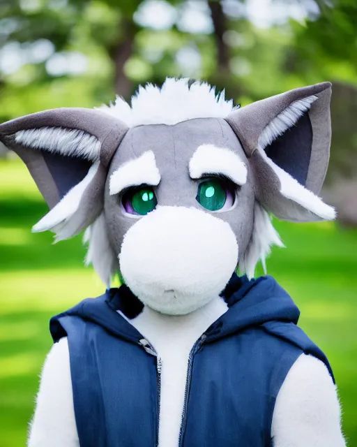 Prompt: portrait photo still of a young asriel dreemurr fursuit, 8 k, 8 5 mm f 1. 8