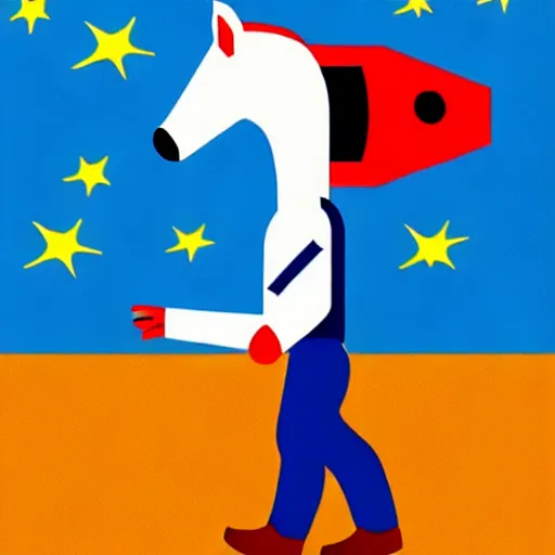 Image similar to astronaut with leg horse on his head