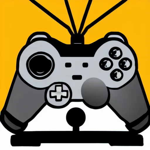 Prompt: Round SVG vector sticker of a video game controller