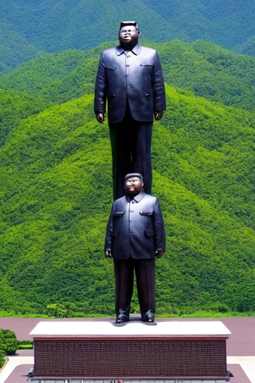 Image similar to a gigantic statue of kim jong un that can be seeing from the orbit, nasa space photography, hubble telescope, symmetry, awesome exposition, very detailed, highly accurate, 8 k