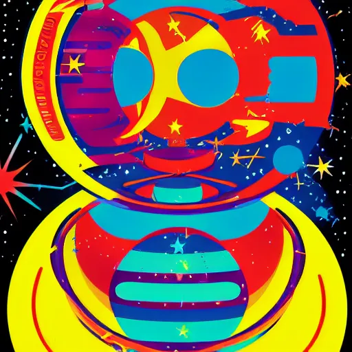 Image similar to 2 planet collapse particle fusion element macro cosmic art by butcher billy, sticker, colorful, illustration, highly detailed, simple, smooth and clean vector curves, no jagged lines, vector art, smooth andy warhol style