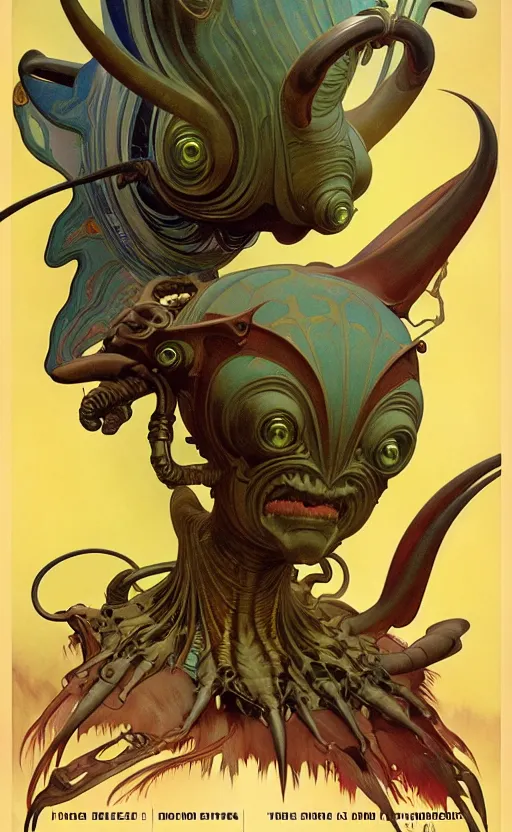 Image similar to exquisite imaginative alien creature poster art, movie art, by lucusfilm, weta studio, alphonso mucha, james jean, frank frazetta, 8 k, denoised, sharp, crisp, high quality