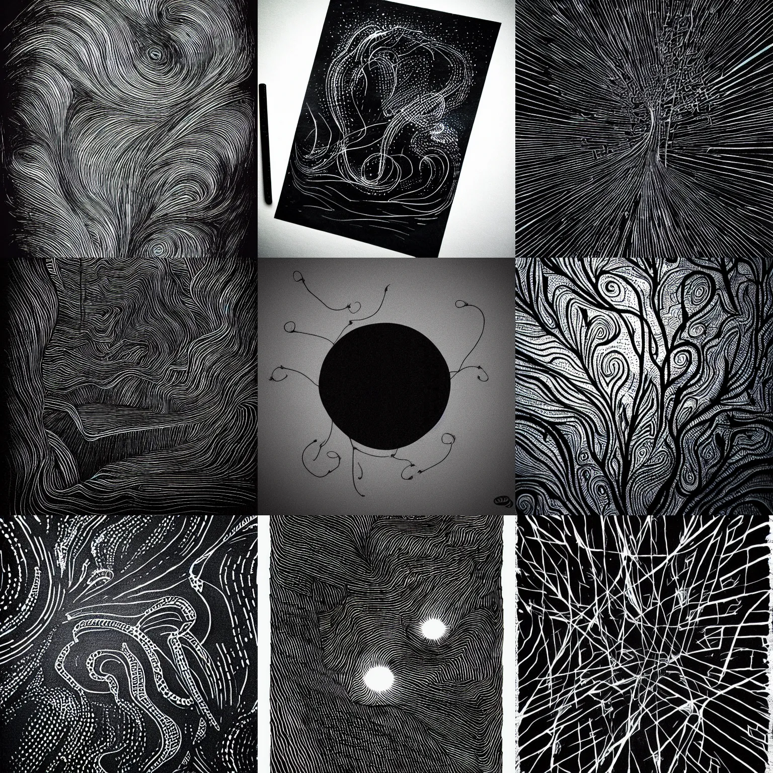Prompt: deep dark black, solid color, ink, black paper, background, total darkness, digital art