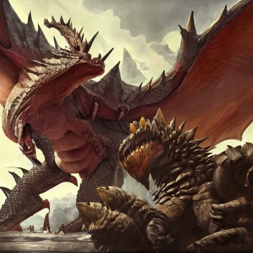 Prompt: Mr.Clean fighting a Rathalos in the world of MonsterHunter with a Charge Blade, highly detailed, digital pencil painting, realistic, sharp focus, Wyverns, illustration, art by artgerm and greg rutkowski and alphonse mucha