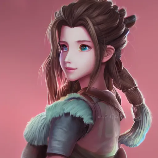 Prompt: concept art of aerith aeris by logan cure, BangkuART, sakimichan, yan gisuka, zeronis, dan eder, nick silva, Ja Mong, 4k, artstation