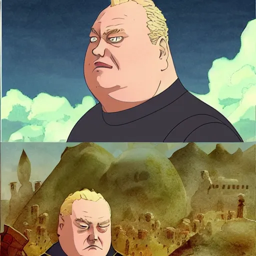 Image similar to baron vladimir harkonnen character portrait, matte painting, in the style of studio ghibli