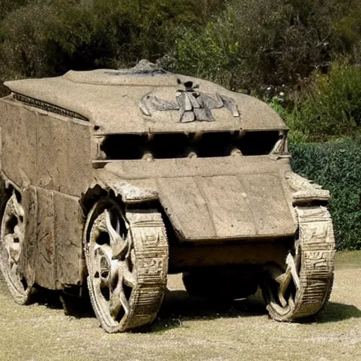 Image similar to an ancient armoured personnel carrier belonging to the Roman Empire