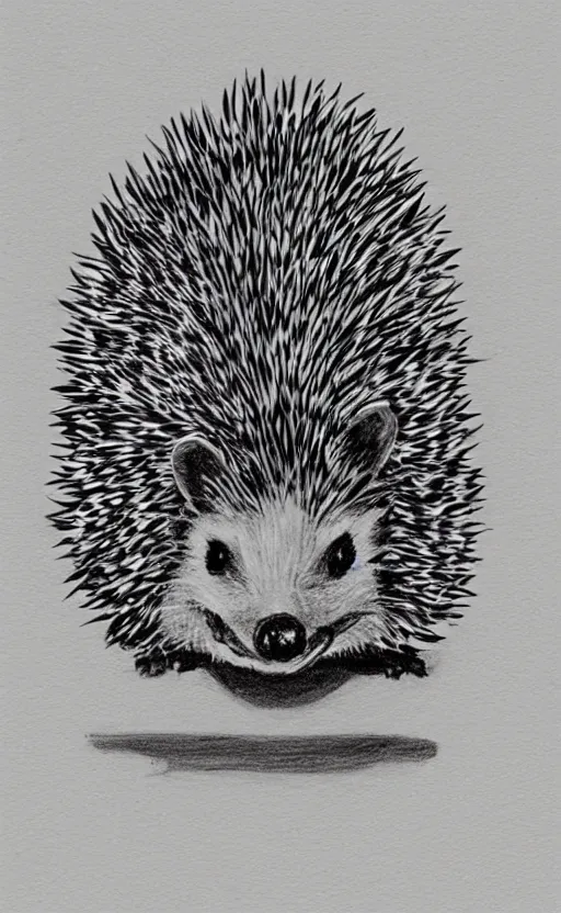 Image similar to sketch of a hedgehog with a pen on a piece of paper,