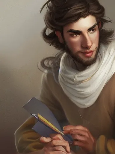 Image similar to a young handsome guy, writing a poem. intricate, elegant, highly detailed, digital painting, artstation, concept art, sharp focus, illustration, by justin gerard and artgerm, 8 k