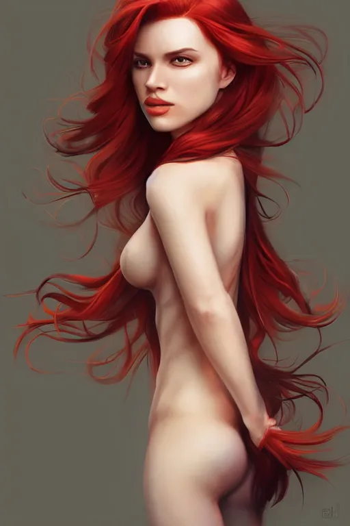 Prompt: a gorgeous female with long red hair in the style of stefan kostic, realistic, full body, sharp focus, 8 k high definition, insanely detailed, intricate, elegant, art by stanley lau and artgerm