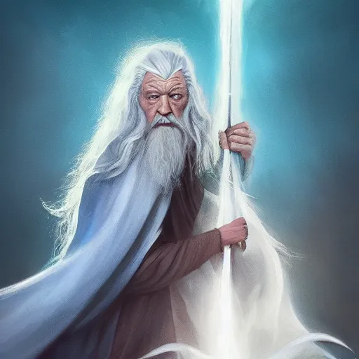 Image similar to https://i.pinimg.com/736x/28/2c/4b/282c4b8f3cc22b30357734efdabbff7e--gandalf-fantasy-art.jpg, bloom, artstation