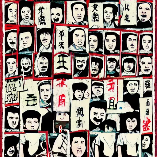 Image similar to uyghurs behind bars, in the style of daniel johnston and outsider art, 4k, overlaid with chinese text