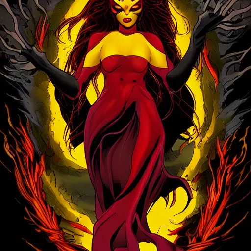 Image similar to dark Phoenix, horror style, dark lighting, high detail