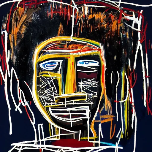 Prompt: A extremely highly detailed majestic hi-res beautiful immaculate head and shoulders award winning painting masterpiece of a strong black african man by Jean-Michel Basquiat, 8k, high textures, hyper sharp, insanely detailed and intricate, super detailed, 8k HDR high quality