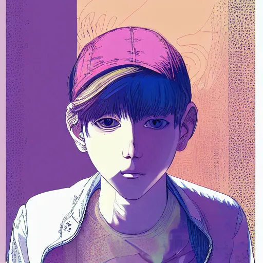 Image similar to a portrait of porter robinson blonde by inio asano, beeple and james jean, hiroyuki takahashi color scheme