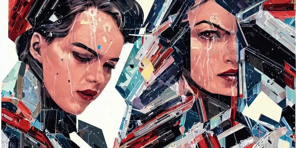 Image similar to a portrait of a single female android, by MARVEL comics and Sandra Chevrier