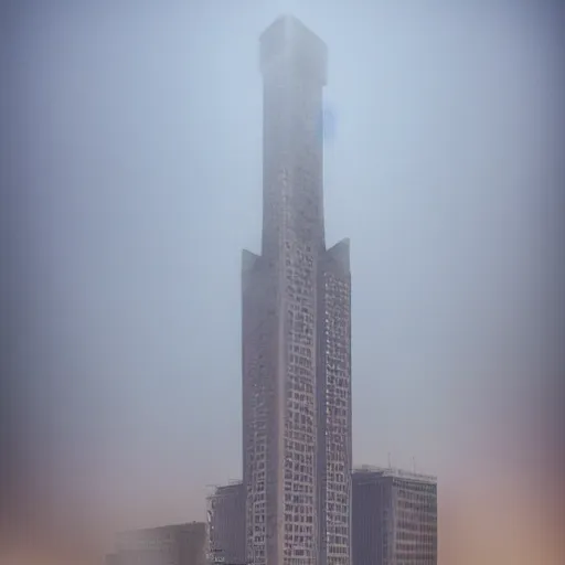 Image similar to tall soviet panel building in a fog, cinematic, 8k resolution, beautiful detailed, insanely intricate details