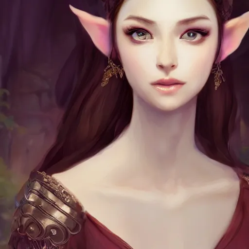 Prompt: Portrait of a young, beautiful and elegant elf queen, full of details, matte painting, concept art, smooth, by Kittichai Rueangchaichan and wlop，trending on cgsociety and artstation，8kHDR，light effect，rtx on，-H 768