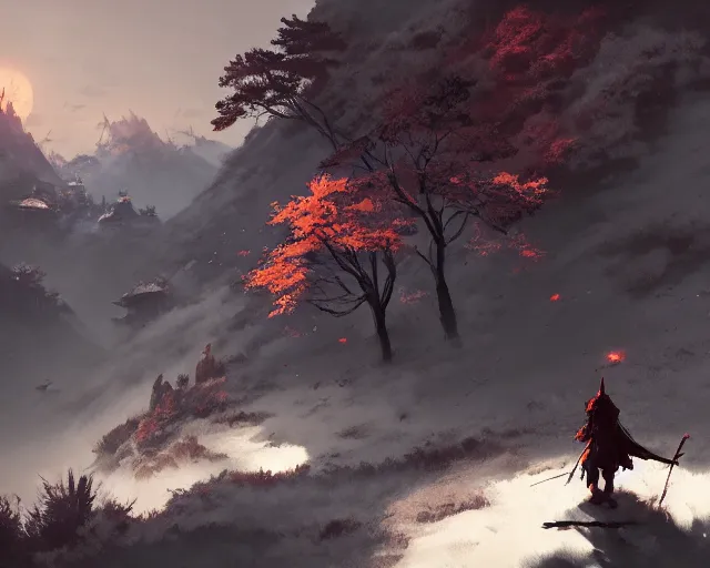 Prompt: sekiro mountain, cinematic lighting, ismail inceoglu, artstation, marc simonetti