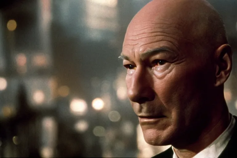 Image similar to film still patrick stewart in blade runner, 8 k