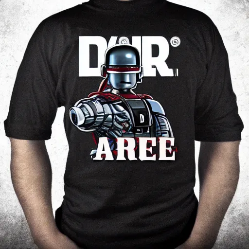 Image similar to robocop wearing d. a. r. e shirt