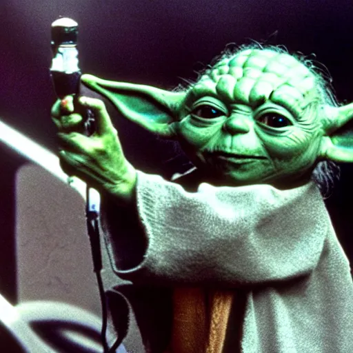 Image similar to yoda performing at woodstock