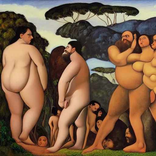 Prompt: the origin of the world of gustavo courbet painted by fernando botero