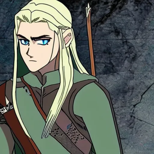 Image similar to legolas in an anime world, incredibly detailed, ultra realistic