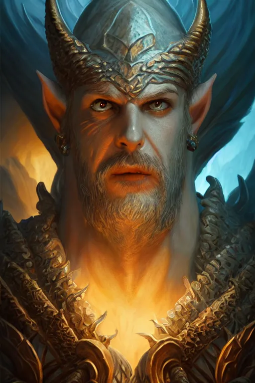 Image similar to lord of sea elf, god of the underworld, highly detailed, d & d, fantasy, highly detailed, digital painting, trending on artstation, concept art, sharp focus, illustration, global illumination, ray tracing, realistic shaded, art by artgerm and greg rutkowski and fuji choko and viktoria gavrilenko and hoang lap, sunny