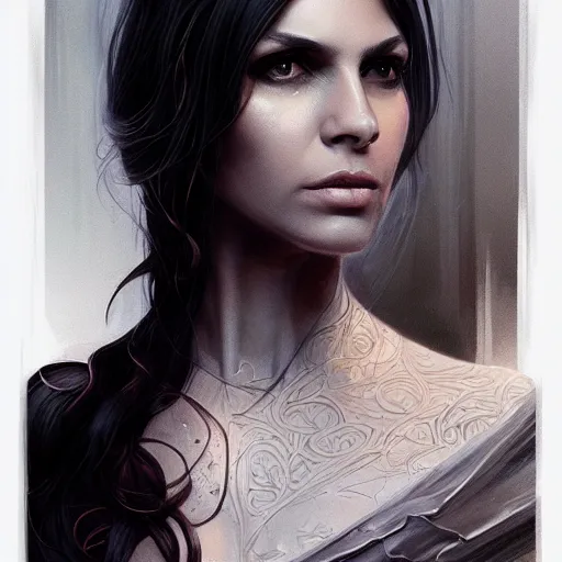 Image similar to a portrait of mazzy star as a sorceress, urban motifs, intricate, elegant, highly detailed, digital painting, trending on artstation, concept art, smooth sharp focus, illustration, art by artgerm and greg rutkowski