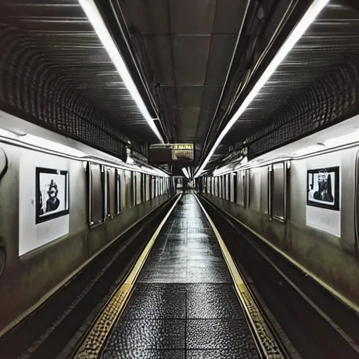 Image similar to a subway ride in tokyo at night, hyper realistic, very detailed, cinematic