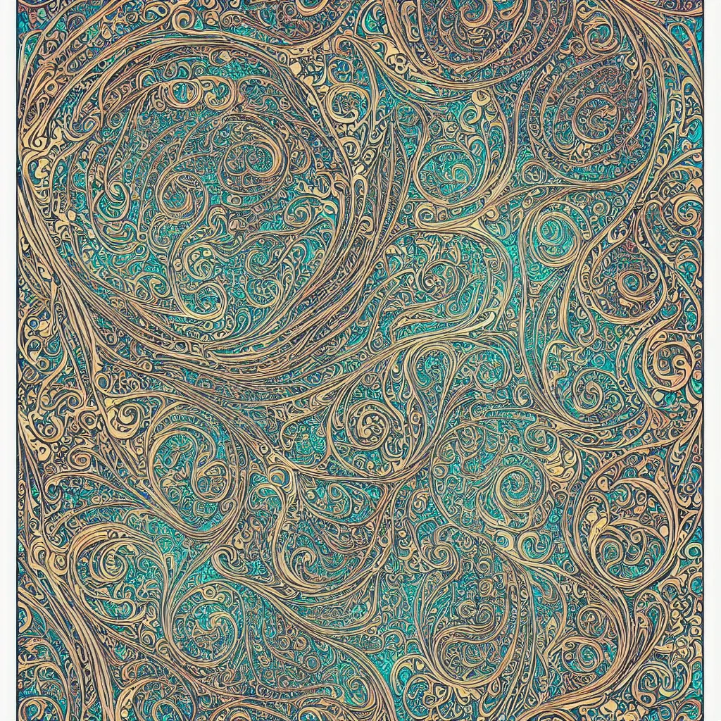 Prompt: filigree fractal, psychedelic holographic poster art, beautiful detailed art nouveau