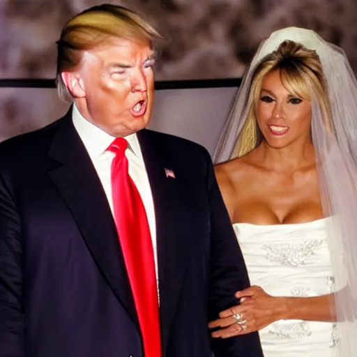 Prompt: donald trump wearing a wedding dress