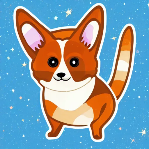 Image similar to galaxy corgi, sticker illustration