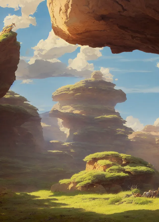 Prompt: mesa plateau, under the protection of a nature spirit, extremely detailed oil painting, unreal 5 render, rhads, sargent and leyendecker, savrasov levitan polenov, bruce pennington, studio ghibli, tim hildebrandt, digital art, landscape painting, octane render, beautiful composition, trending on artstation, award winning photograph, masterpiece