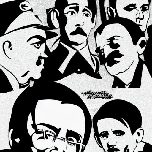 Image similar to hitler hanging out with mikey mouse clean cell shaded style art highly detailed ilya kuvshinov vector art