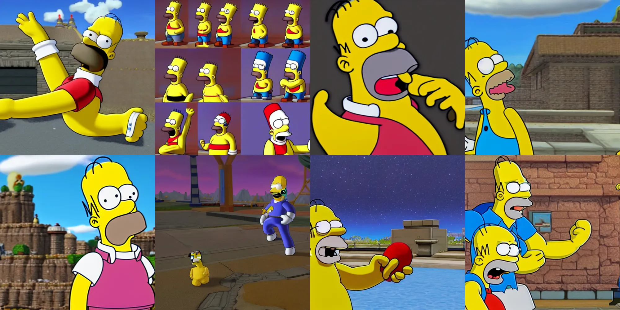 Prompt: Homer Simpson in Super Smash Bros. Ultimate, 4k