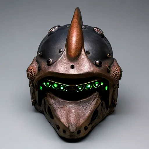 Image similar to cyberpunk frog-mouth medieval helmet