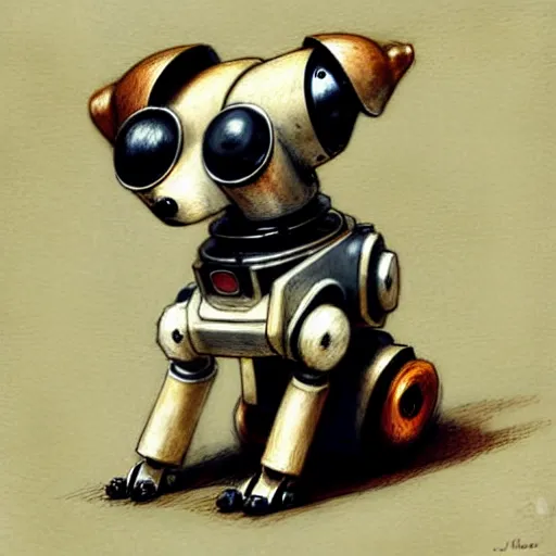 Image similar to cute robot dog, muted colors, by jean - baptiste monge